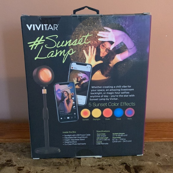 New In Box Vivitar Sunset Lamp w/ 5 Sunset Color Effects Light - USB Powered - Picture 6 of 8